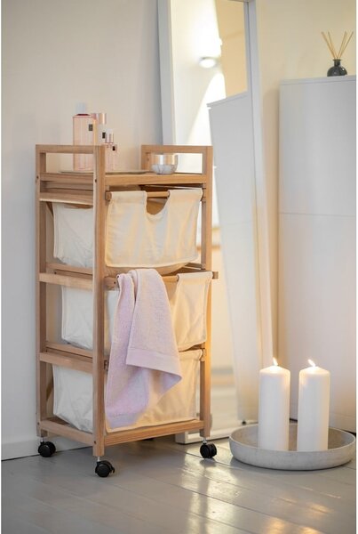 Scaffale da bagno in legno di acacia con tre ripiani su ruote 44x96cm Acina - Wenko