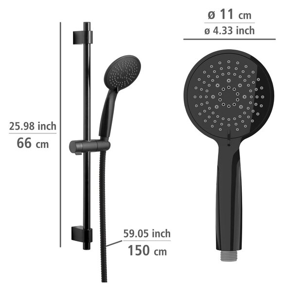 Set doccia nero in acciaio inox 66 cm Young - Wenko
