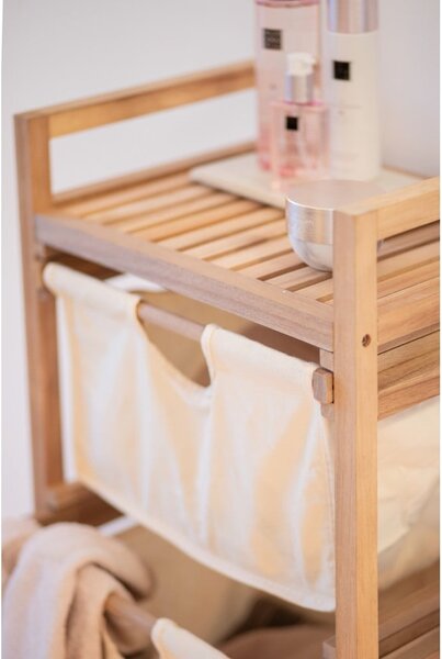 Scaffale da bagno in legno di acacia con tre ripiani su ruote 44x96cm Acina - Wenko