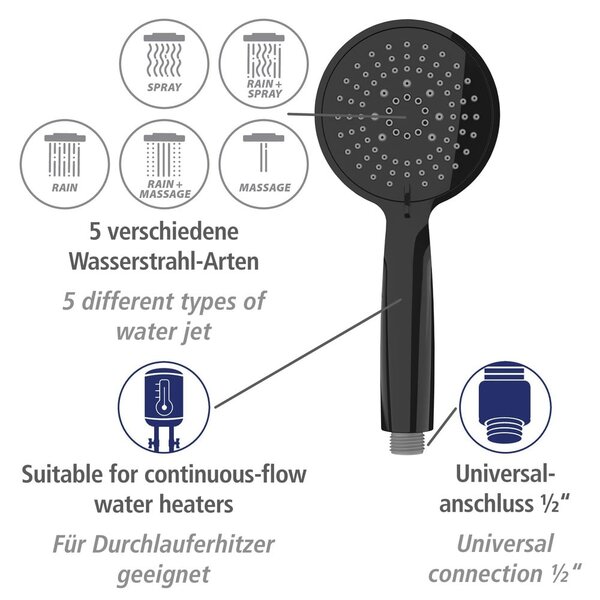 Set doccia nero in acciaio inox 66 cm Young - Wenko