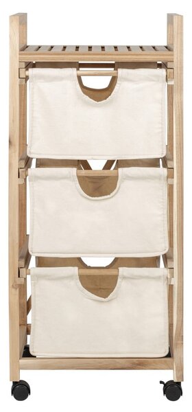 Scaffale da bagno in legno di acacia con tre ripiani su ruote 44x96cm Acina - Wenko