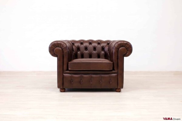 Poltrona Chesterfield Capitonné Marrone