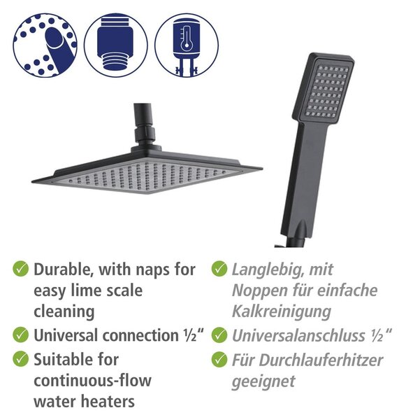 Set doccia in acciaio inox nero opaco 101 cm Cuadro - Wenko
