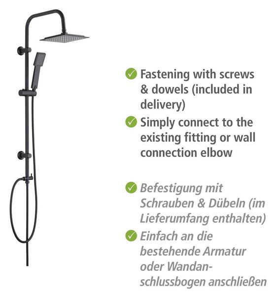 Set doccia in acciaio inox nero opaco 101 cm Cuadro - Wenko