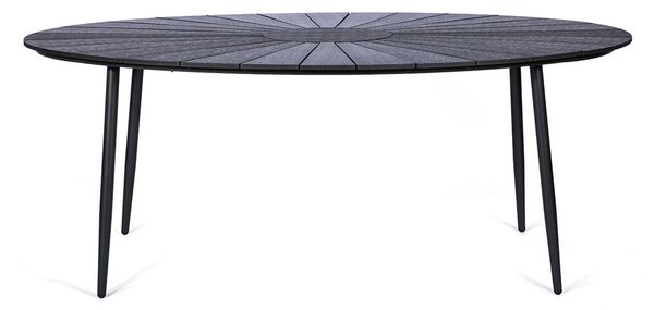Tavolo da giardino nero con piano in legno d'arte, 190 x 115 cm Marienlist - Bonami Selection