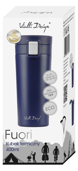 Termos da viaggio blu scuro, 400 ml Fuori - Vialli Design