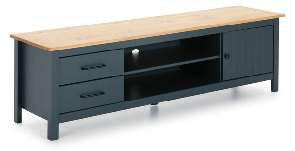 Tavolo TV in pino blu scuro 158x47 cm Miranda - Marckeric