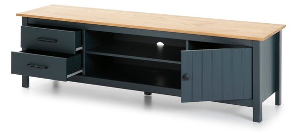 Tavolo TV in pino blu scuro 158x47 cm Miranda - Marckeric