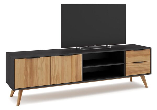 Tavolo TV in pino nero/naturale 180x53 cm Lavis - Marckeric