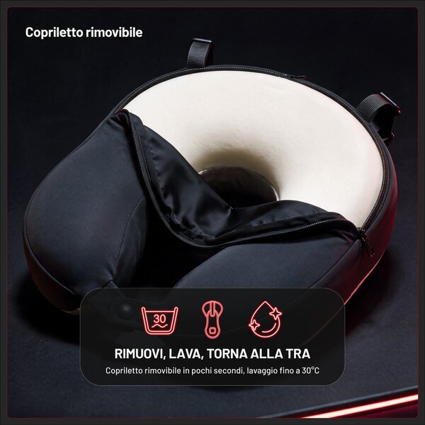 Cuscino da viaggio per il collo, per l'aereo, memory foam, nero: Diablo TRAVEL PILLOW