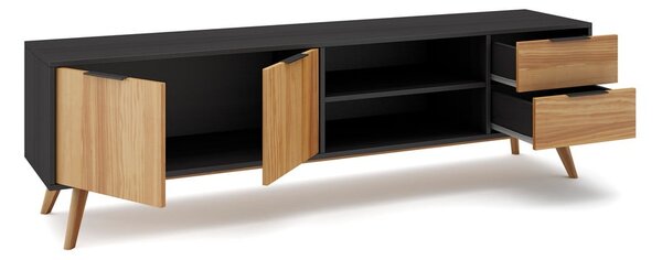 Tavolo TV in pino nero/naturale 180x53 cm Lavis - Marckeric