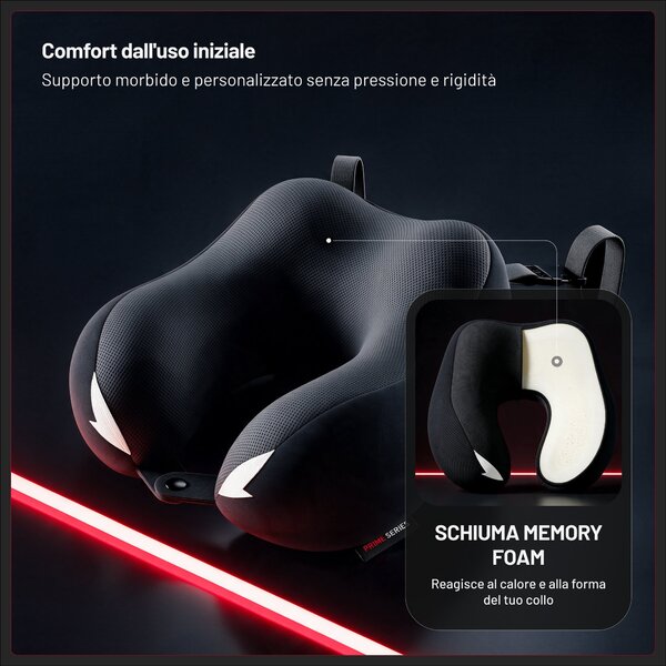 Cuscino da viaggio per il collo, per l'aereo, memory foam, nero: Diablo TRAVEL PILLOW