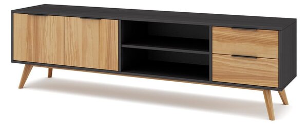 Tavolo TV in pino nero/naturale 180x53 cm Lavis - Marckeric