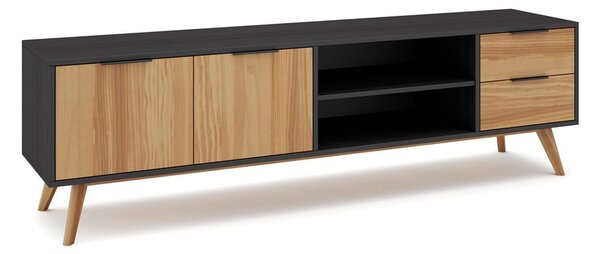 Tavolo TV in pino nero/naturale 180x53 cm Lavis - Marckeric