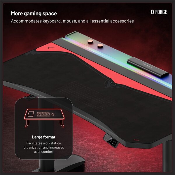 Grande tappetino gaming da scrivania, nero e rosso, 160x60 cm: Diablo X-Forge Black Bloody Mary