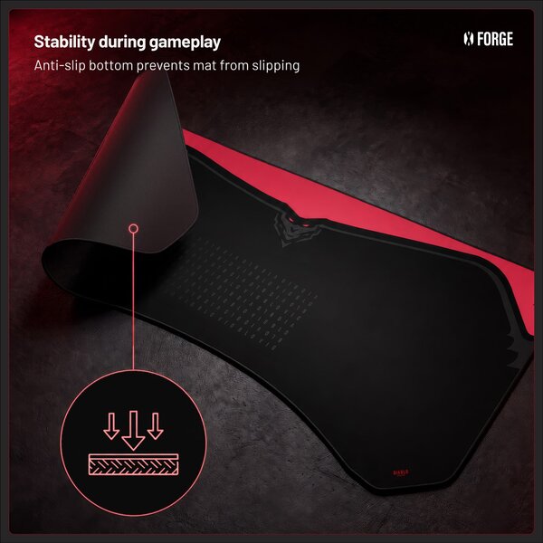 Grande tappetino gaming da scrivania, nero e rosso, 160x60 cm: Diablo X-Forge Black Bloody Mary