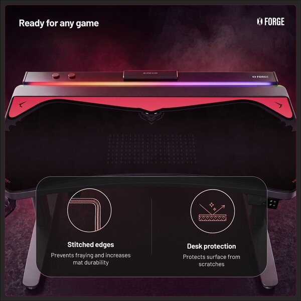 Grande tappetino gaming da scrivania, nero e rosso, 160x60 cm: Diablo X-Forge Black Bloody Mary