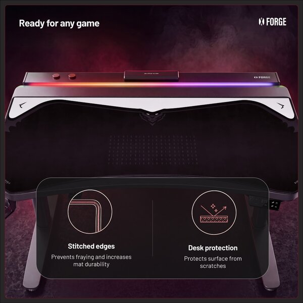 Grande tappetino gaming da scrivania, nero e grigio, 160x60 cm: Diablo X-Forge Black Nightwolf Moon