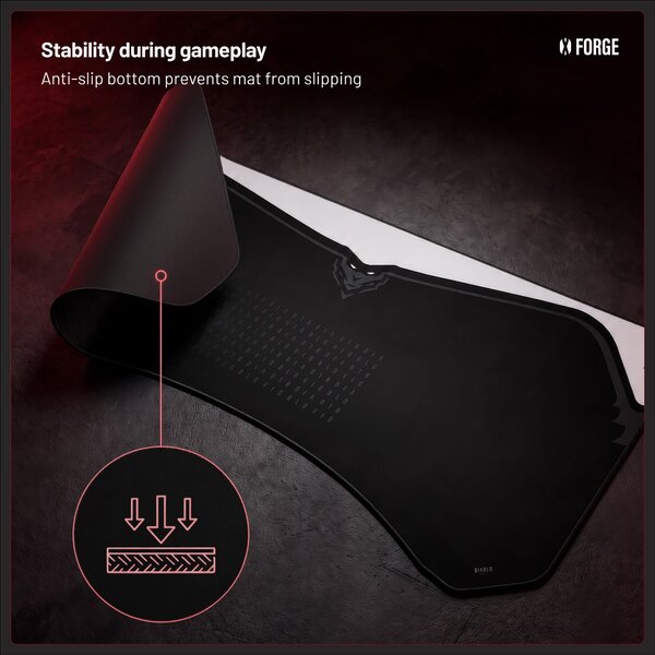 Grande tappetino gaming da scrivania, nero e grigio, 160x60 cm: Diablo X-Forge Black Nightwolf Moon