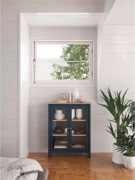 Vetrina in legno di pino blu scuro/naturale 90x110 cm Misti - Marckeric