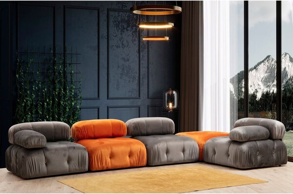 Sgabello in velluto arancione Bubble - Artie