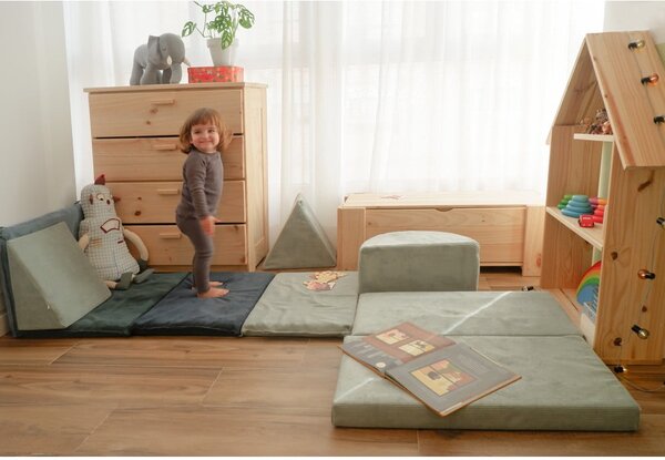 Set per psicomotricità azzurro in velluto a coste Bloque Montessori – Little Nice Things