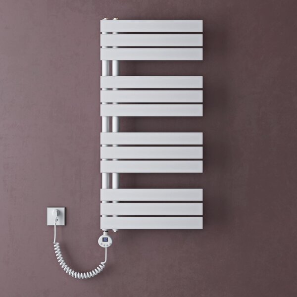 Doporro Scaldasalviette Elettrico Bagno con Termostato Digitale e Funzione Timer 104x60cm 800W Bianco, Termoarredo Elettrico Temperatura Regolabile, Radiatore da Parete Verticale - FN