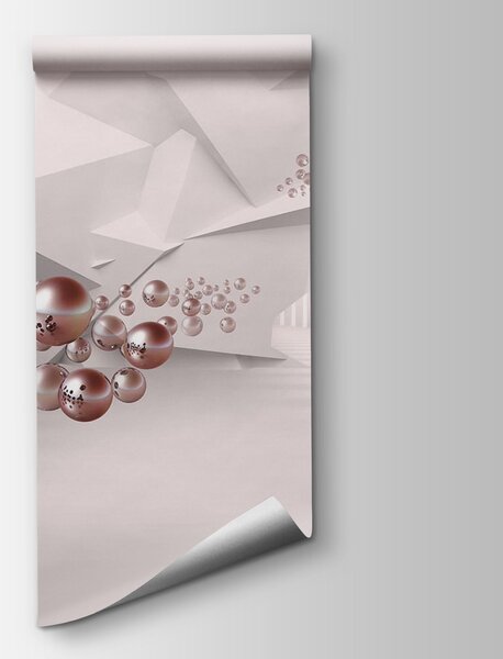 Carta da parati Stanza bianca con palline rosa, Carta da parati 3d, Carta da parati popolare, u77920v2 - Tapeko.it