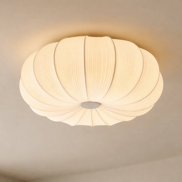 Plafoniera soffitto Marielle Lindby, dimmerabile, Bianco / Opale, Soggiorno / Sala da pranzo, Tessuto / Stoffa / Seta, Scandinavo, Plafoniera