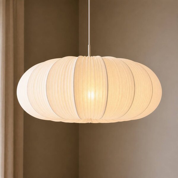Lampada a sospensione Marielle Lindby, dimmerabile, Bianco / Opale, Soggiorno / Sala da pranzo, Tessuto / Stoffa / Seta, Scandinavo, Lampada a sospensione