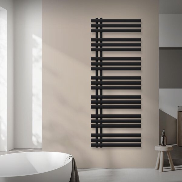 LuxeBath Radiatore da bagno di design Iron EM 600 x 1600 mm, nero opaco, radiatore di design Radiatore a pannello Radiatore piatto Radiatore, senza resistenza elettrica