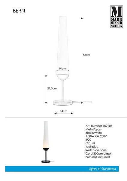 Lampada da tavolo con base nera Bern - Markslöjd