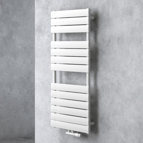 Doporro Scaldasalviette 120x50cm, Radiatore Piatto Termoarredo da Bagno Riscaldamento da Acqua Calda Portasciugamani in Acciaio, Bianco