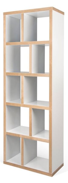 Libreria bianca con bordo in legno 70x198 cm Berlin - TemaHome
