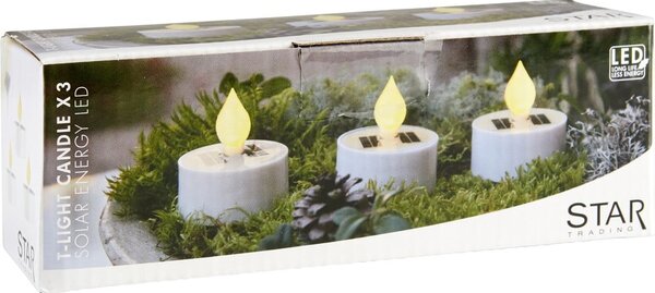 Candele a LED in set con alimentazione a pannelli solari da esterno 3 pz (altezza totale 5,5 cm) Saul – Star Trading