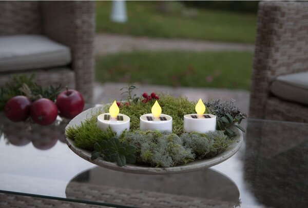 Candele a LED in set con alimentazione a pannelli solari da esterno 3 pz (altezza totale 5,5 cm) Saul – Star Trading