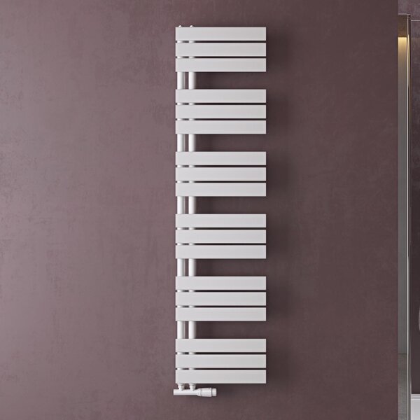 Doporro Radiatore da Bagno 159x40cm, Radiatore Piatto Termoarredo da Bagno Riscaldamento Elettrico o da Acqua Calda FN Portasciugamani in Acciaio, Bianco