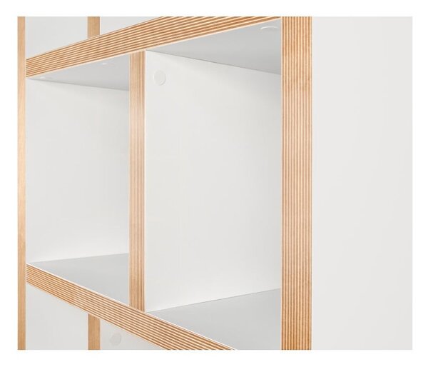 Libreria bianca con bordo in legno 70x198 cm Berlin - TemaHome