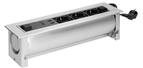 Presa a scomparsa scrivania con LAN, HDMI in acciaio con apertura elettrica-Arrediorg