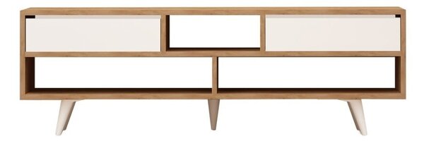 Tavolo TV bianco con dettagli in legno di quercia Garetto Glasgow - Mod Design