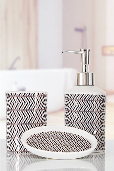 Set di accessori da bagno in poliresina bianca e nera Lidya - Mioli Decor