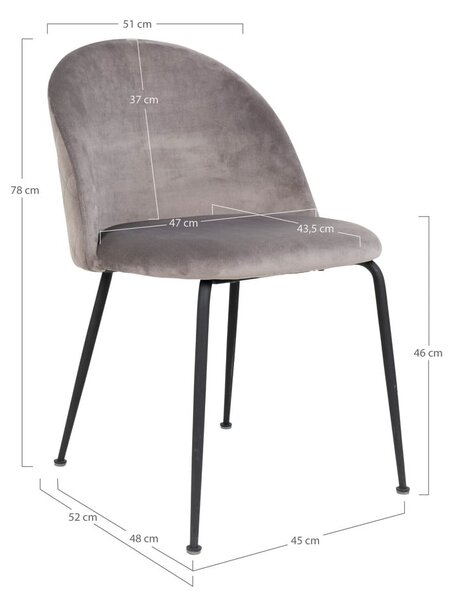Set di 2 sedie da pranzo in velluto grigio chiaro Geneve - House Nordic