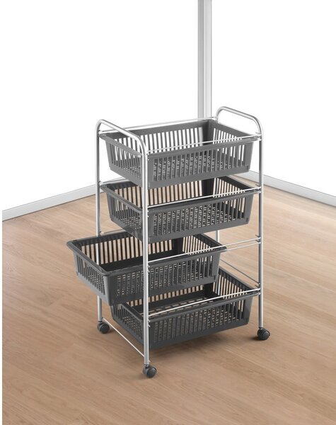 Scaffale mobile in grigio scuro-argento 46x78 cm - Metaltex
