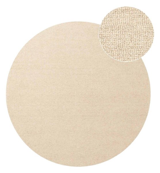 Tappeto rotondo beige in lana tessuto a mano ø 160 cm Puristic Knots – Elle Decoration