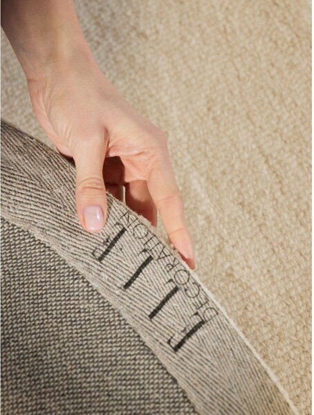Tappeto rotondo beige in lana tessuto a mano ø 160 cm Puristic Knots – Elle Decoration