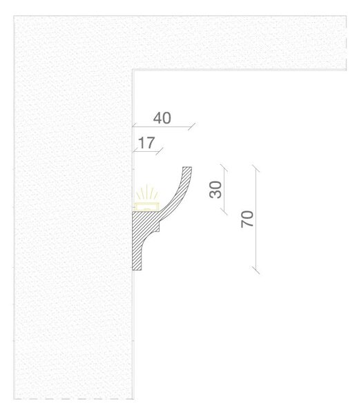 Cornice Pitturabile Stondata per Pareti Curve per Strisce LED - 2m Variante Lunghezza 2 Metri