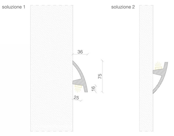 Cornice Pitturabile Curva Flessibile da Parete per Strisce LED - 2m Variante Lunghezza 2 Metri