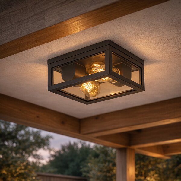 Plafoniera nera con vetro fumé 2 luci IP44 - Charlois
