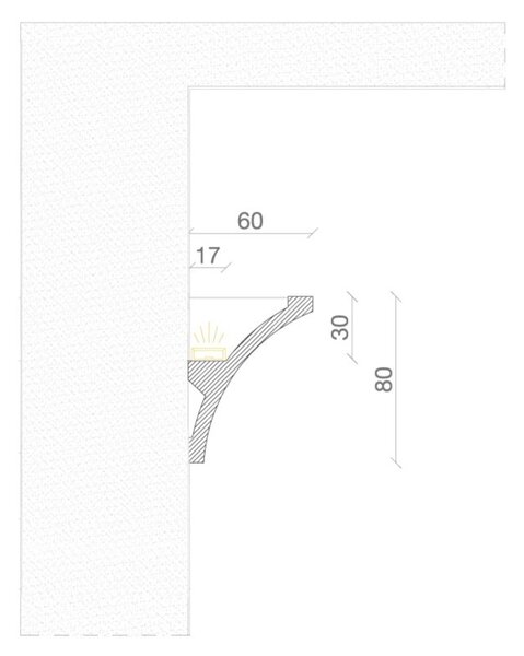 Cornice Pitturabile Flessibile per Pareti Curve per Strisce LED - 2m Variante Lunghezza 2 Metri