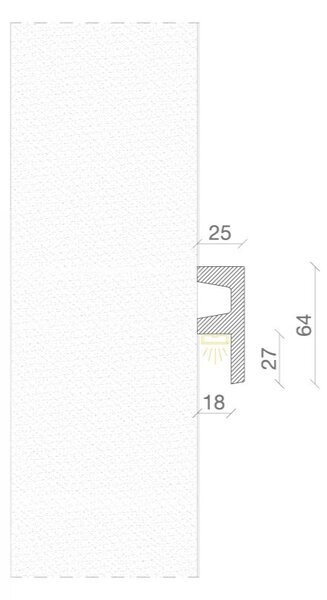 Cornice Pitturabile Squadrata per Pareti Curve per Strisce LED - 2m Variante Lunghezza 2 Metri